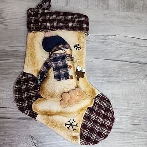 3D Snowman Christmas‎ Holiday Stocking Plaid Felt Metal Shovel Snowballs